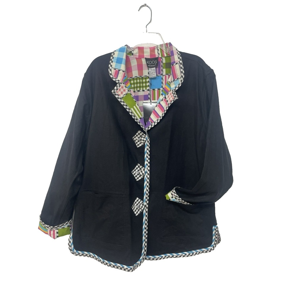 NWT Koos of Course Linen, Silk,‎ Patchwork Reversible Woman Blazer Sz Large